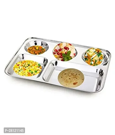 stainless steel bhojan thali dinner plate Compartment Plate  - Set of 12pc Sectioned Plate (Pack of 12)-thumb3