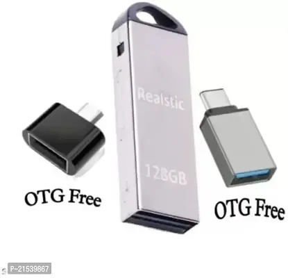 Realstic Cruzer Blade USB Flash Drive 2.0 Silver Pen Drive 128 GB + type c otg 128 GB Pen Drive  (Silver)