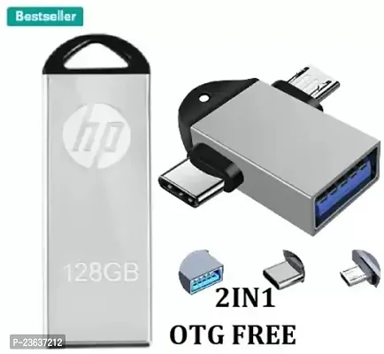 HP V220G 2IN OTG FREE 128 GB Pen Drive  (Silver)