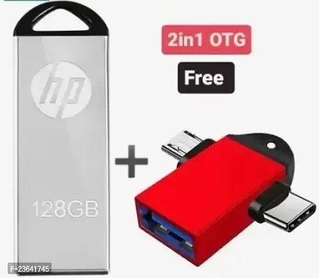 HP V220 2IN1 OTG METALS 128 GB Pen Drive  (Silver)