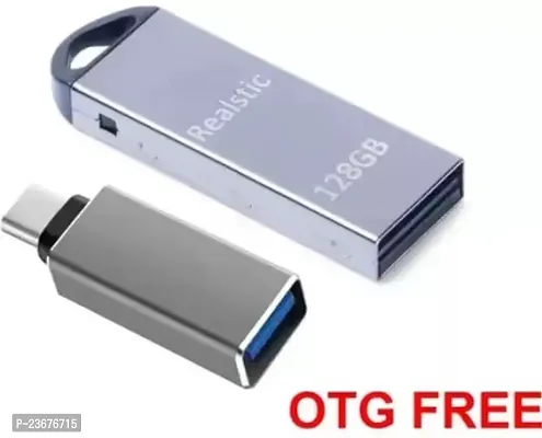 Realstic Cruzer Blade USB Flash Drive 2.0 Silver 128 GB with type c otg pen drive 128 GB Pen Drive  (Silver)