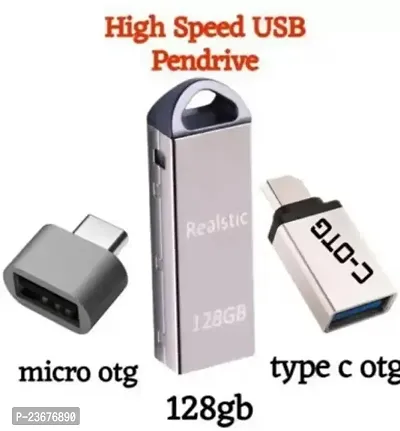 Realstic Pendrive 128GB High Speed 3.0 USB PenDrive 128 GB Pen Drive (Silver)(02) 128 GB Pen Drive  (Silver)-thumb0