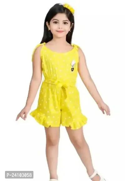Elegant Yellow Rayon Printed Jumpsuits For Girls