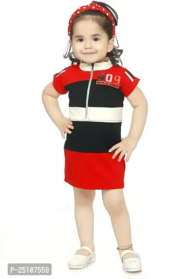 M.S Dresses Girls Casual Dress Dress (MS-Frock-RED+Black(26))-thumb0