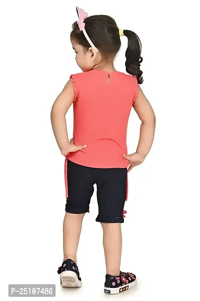 M.S Dresses Baby Girls Casual Top Shorts and pant (3-4 years, TOMATO)-thumb2
