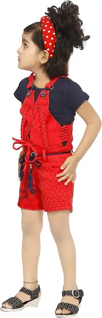 M.S Dresses Girls Party(Festive) Dungaree Dungaree (HP-DUNGAREE-1913(RED) 24)-thumb1