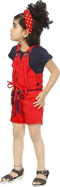 M.S Dresses Girls Party(Festive) Dungaree Dungaree (HP-DUNGAREE-1913(RED) 24)-thumb2