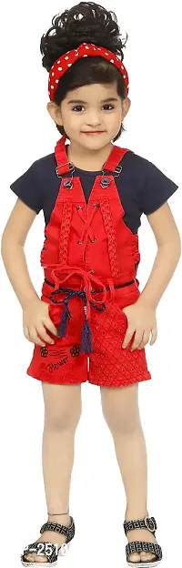 M.S Dresses Girls Party(Festive) Dungaree Dungaree (HP-DUNGAREE-1913(RED) 24)-thumb0