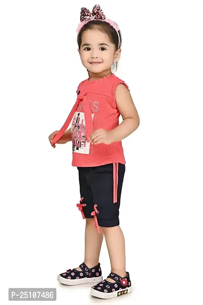 M.S Dresses Baby Girls Casual Top Shorts and pant (3-4 years, TOMATO)-thumb5