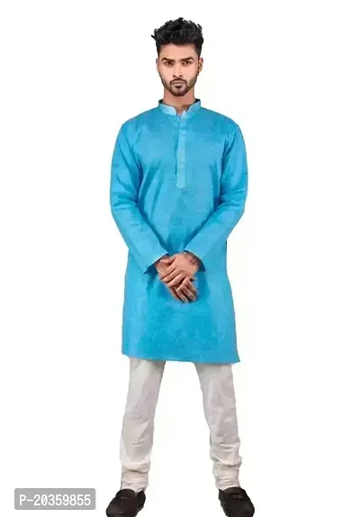 Reliable Pink Cotton  Mid Length Kurta For Men-thumb0