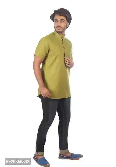 Reliable Green Cotton  Mid Length Kurta For Men