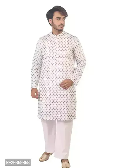 Reliable Orange Cotton  Mid Length Kurta For Men