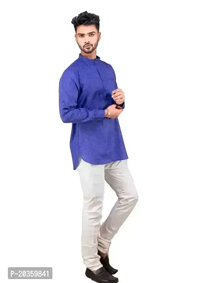 Reliable Blue Cotton  Mid Length Kurta For Men