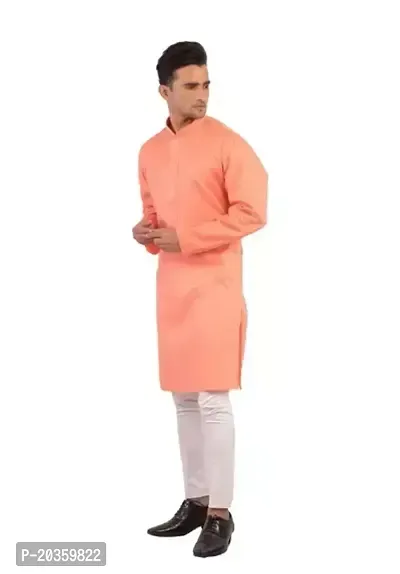 Reliable Orange Cotton Blend  Mid Length Kurta For Men-thumb0