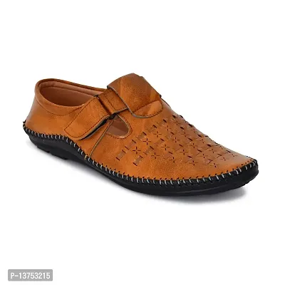 Equila Perforated Roman Sandals for Men - TAN - UK7-thumb0