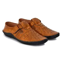 Equila Perforated Roman Sandals for Men - TAN - UK7-thumb1