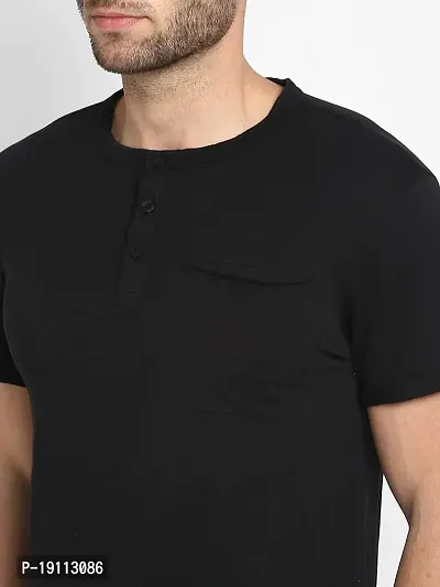 Youth Mantra Men's Cotton Lycra Solid Round Neck Casual T-Shirt (Black_XL)-thumb3