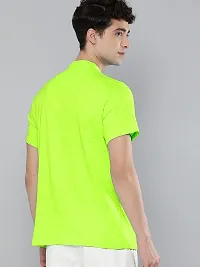 Youth Mantra Men's Cotton Lycra Solid Round Neck Casual T-Shirt (Lime Green_M)-thumb4