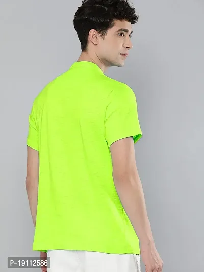 Youth Mantra Men's Cotton Lycra Solid Round Neck Casual T-Shirt (Lime Green_M)-thumb5