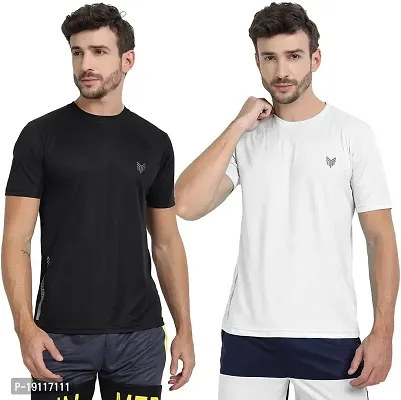 THE YOUTH MANTRA Men's Dri-Fit Polyester Round Neck Half Sleeves T-Shirt Combo - Set of 2-thumb0