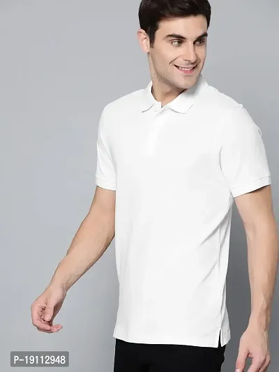 Youth Mantra Men's Cotton Solid Polo Neck Casual T-Shirt (White_2XL)-thumb2