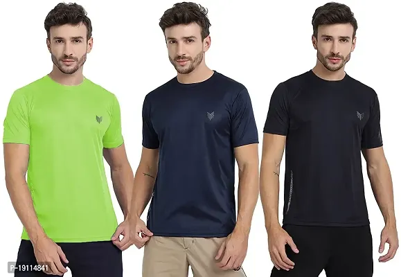 THE YOUTH MANTRA Men's Dri-Fit Polyester Round Neck Half Sleeves T-Shirt Combo - Set of 3