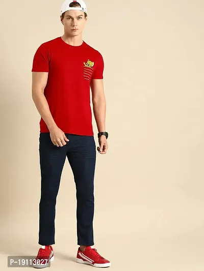 Youth Mantra Men's Cotton Printed Round Neck Regular T-Shirt (Red_M)-thumb3