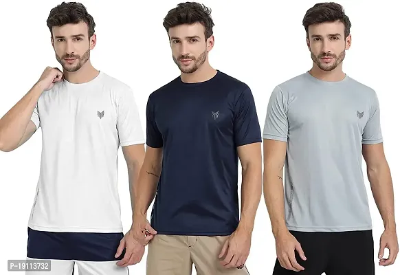 THE YOUTH MANTRA Men's Dri-Fit Polyester Round Neck Half Sleeves T-Shirt Combo - Set of 3-thumb0