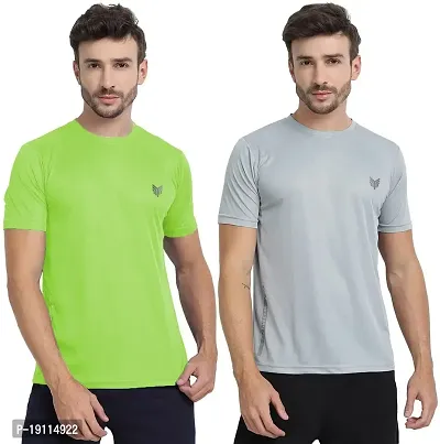 THE YOUTH MANTRA Men's Dri-Fit Polyester Round Neck Half Sleeves T-Shirt Combo - Set of 2