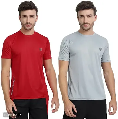 THE YOUTH MANTRA Men's Dri-Fit Polyester Round Neck Half Sleeves T-Shirt Combo - Set of 2