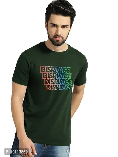 Youth Mantra Men's Cotton Printed Round Neck Half Sleeves Casual T-Shirt (DarkGreen_XL)