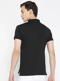 Youth Mantra Men's Cotton Solid Polo Neck Casual T-Shirt (Black_2XL)-thumb3