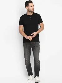 Youth Mantra Men's Cotton Lycra Solid Round Neck Casual T-Shirt (Black_M)-thumb4