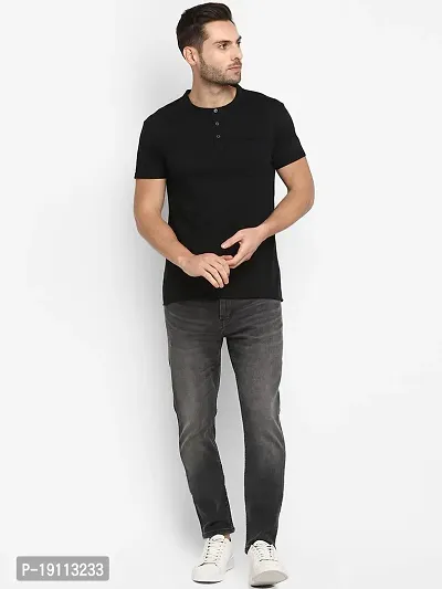 Youth Mantra Men's Cotton Lycra Solid Round Neck Casual T-Shirt (Black_M)-thumb5