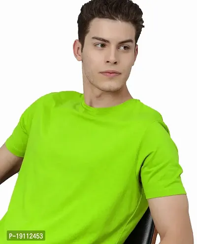 Youth Mantra Men's Lycra Cotton Solid Round Neck Casual T-Shirt (Green_XL)