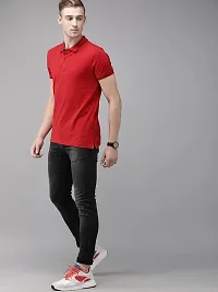 Youth Mantra Men's Cotton Solid Polo Neck Casual T-Shirt (Red_2XL)-thumb3