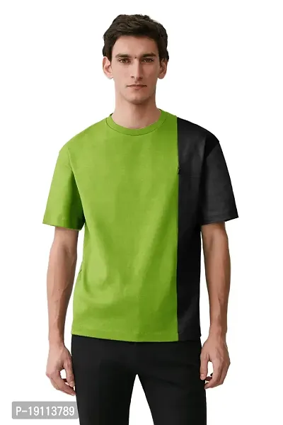 Youth Mantra Men's Lycra Cotton Solid Round Neck Casual T-Shirt (Neon Black_2XL)-thumb0