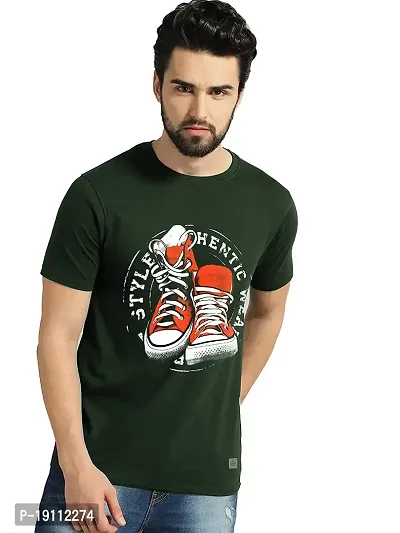 Youth Mantra Men's Cotton Printed Casual Round Neck T-Shirt (DarkGreen_M)-thumb0