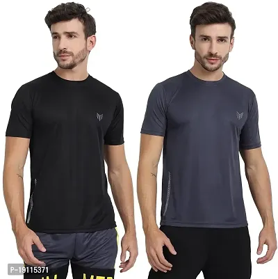 THE YOUTH MANTRA Men's Dri-Fit Polyester Round Neck Half Sleeves T-Shirt Combo - Set of 2