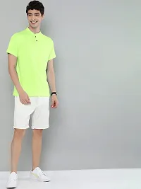 Youth Mantra Men's Cotton Lycra Solid Round Neck Casual T-Shirt (Neon Green_L)-thumb4