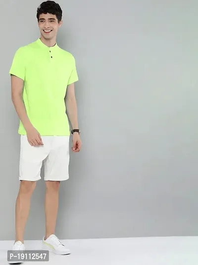 Youth Mantra Men's Cotton Lycra Solid Round Neck Casual T-Shirt (Neon Green_L)-thumb5