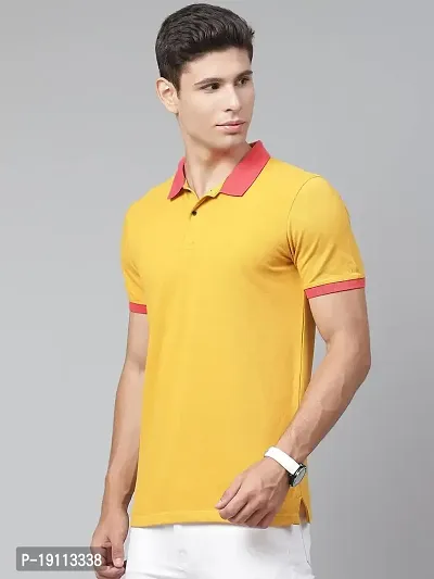 Youth Mantra Men's Cotton Solid Polo Neck Casual T-Shirt (Yellow_L)-thumb2