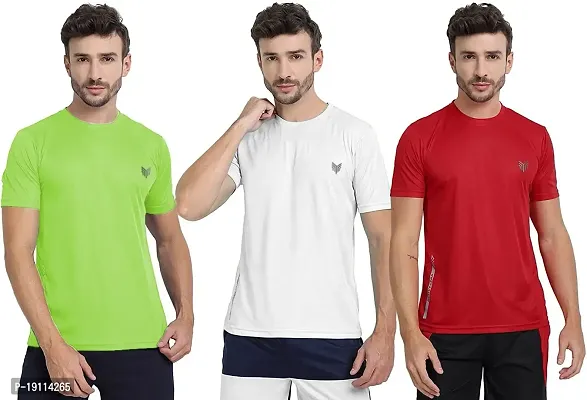 THE YOUTH MANTRA Men's Dri-Fit Polyester Round Neck Half Sleeves T-Shirt Combo - Set of 3-thumb0