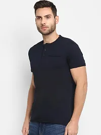 Youth Mantra Men's Cotton Lycra Solid Round Neck Casual T-Shirt (Blue_XL)-thumb1