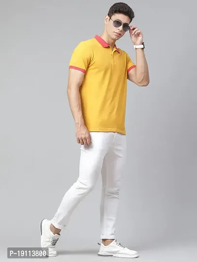 Youth Mantra Men's Cotton Solid Polo Neck Casual T-Shirt (Yellow_M)-thumb5