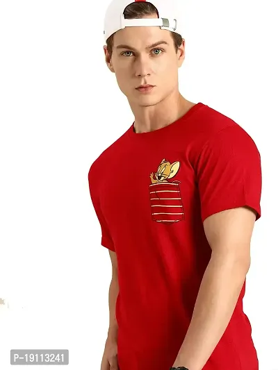 Youth Mantra Men's Cotton Printed Round Neck Regular T-Shirt (Red_XL)-thumb0