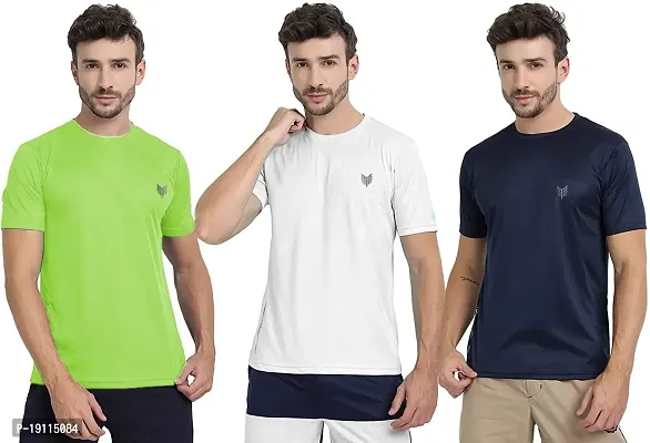 THE YOUTH MANTRA Men's Dri-Fit Polyester Round Neck Half Sleeves T-Shirt Combo - Set of 3