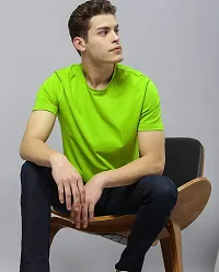 Youth Mantra Men's Lycra Cotton Solid Round Neck Casual T-Shirt (Green_M)-thumb2