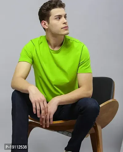 Youth Mantra Men's Lycra Cotton Solid Round Neck Casual T-Shirt (Green_M)-thumb3