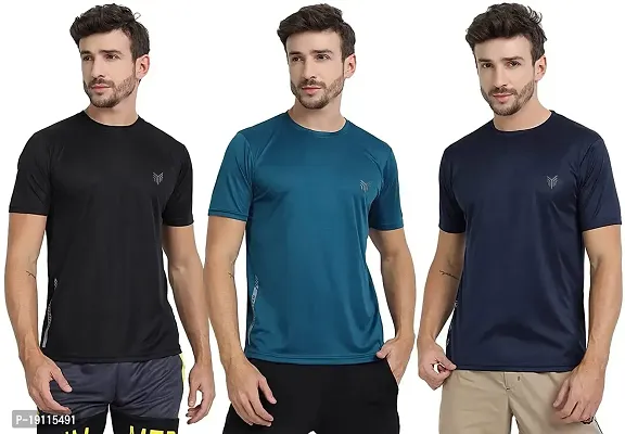 THE YOUTH MANTRA Men's Dri-Fit Polyester Round Neck Half Sleeves T-Shirt Combo - Set of 3-thumb0